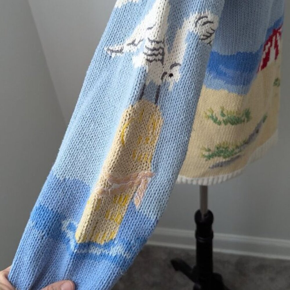 Vintage Design Options Seaside Button Up Knit Car… - image 4